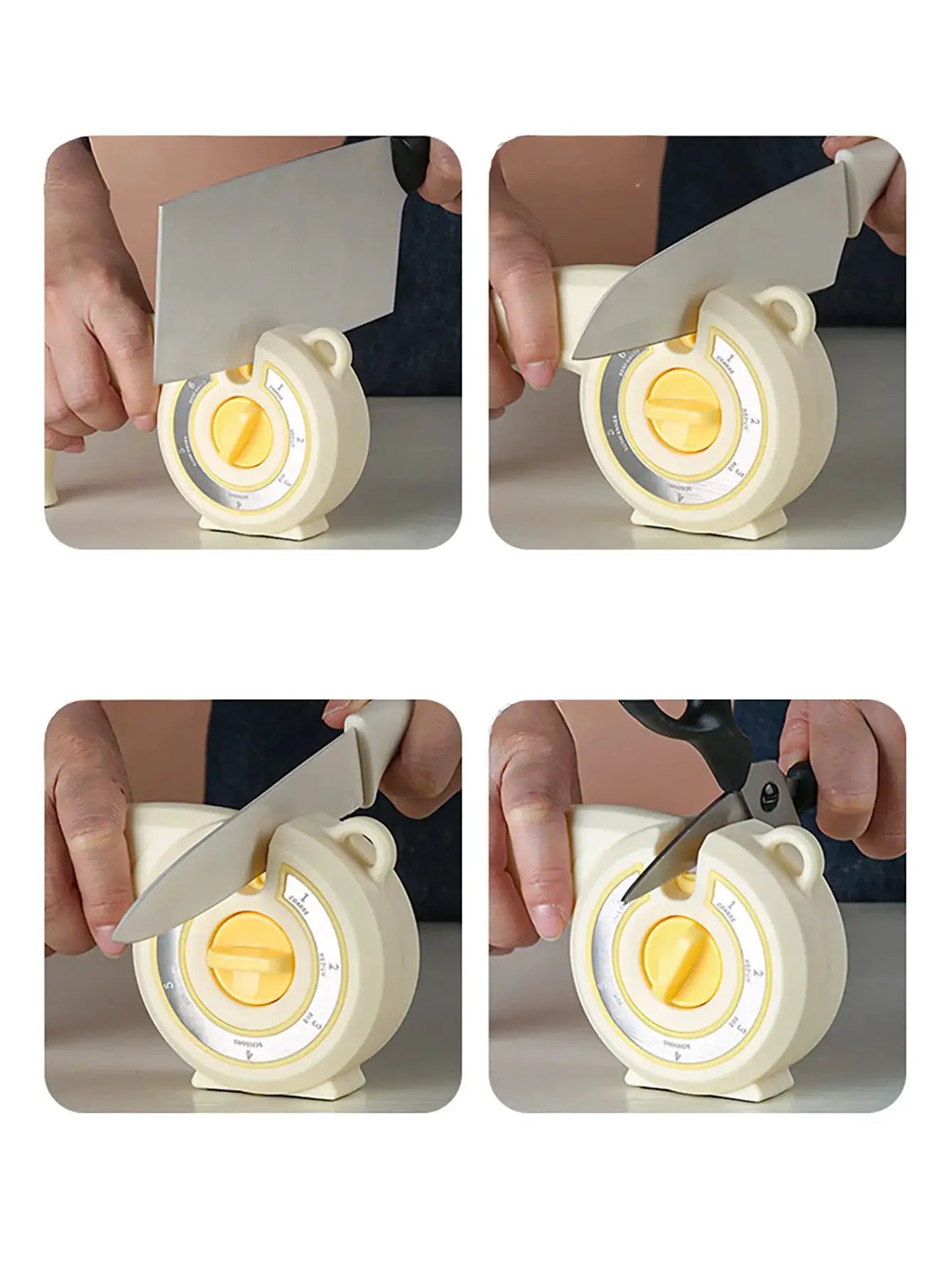 Knife Sharpener | 6 In 1 | Rotary Knob | Kitchen Knives Scissors Bread Knives
