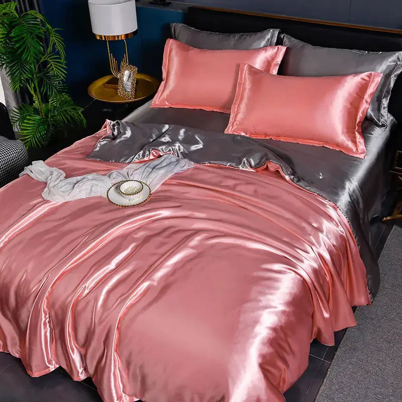 Satin Bedding Set | 100Gsm Silky Finish | Duvet Cover Set | Queen King Size