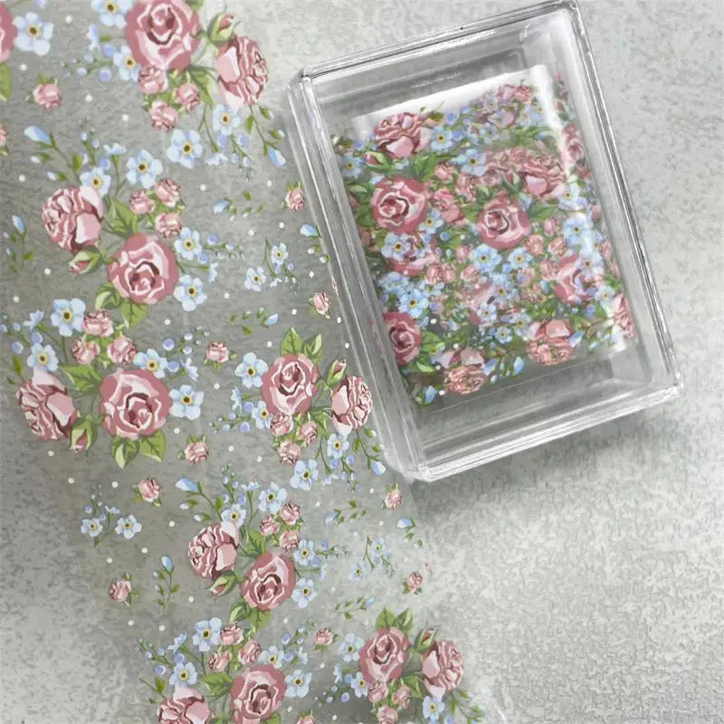 1Pc 100cm Flower Nail Foils for Transfer Paper Floral Stickers Rose Nails Wraps Tulip Nail Art Decorations from PriceLows™