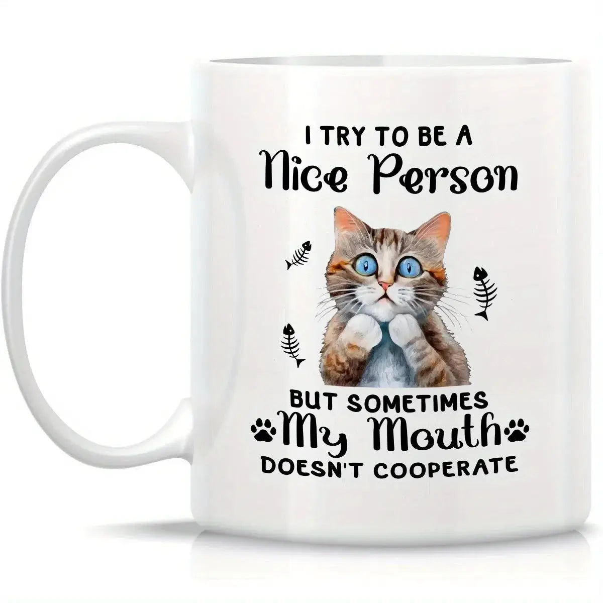 Reusable & Machine Washable Ceramic Mug, Whimsical Cat Multipurpose Coffee Tea Cup - Ideal Gift for Cat Lovers, Use Without Elec from PriceLows™