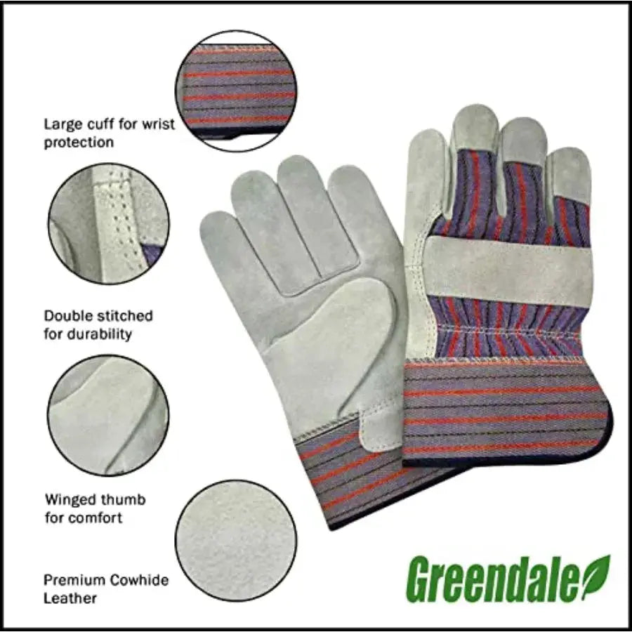 Leather Cotton Work Gloves for Garage Yard Garden Industrial Commercial Use One Size Fits Most 3 6 or 12 Pack from PriceLows™
