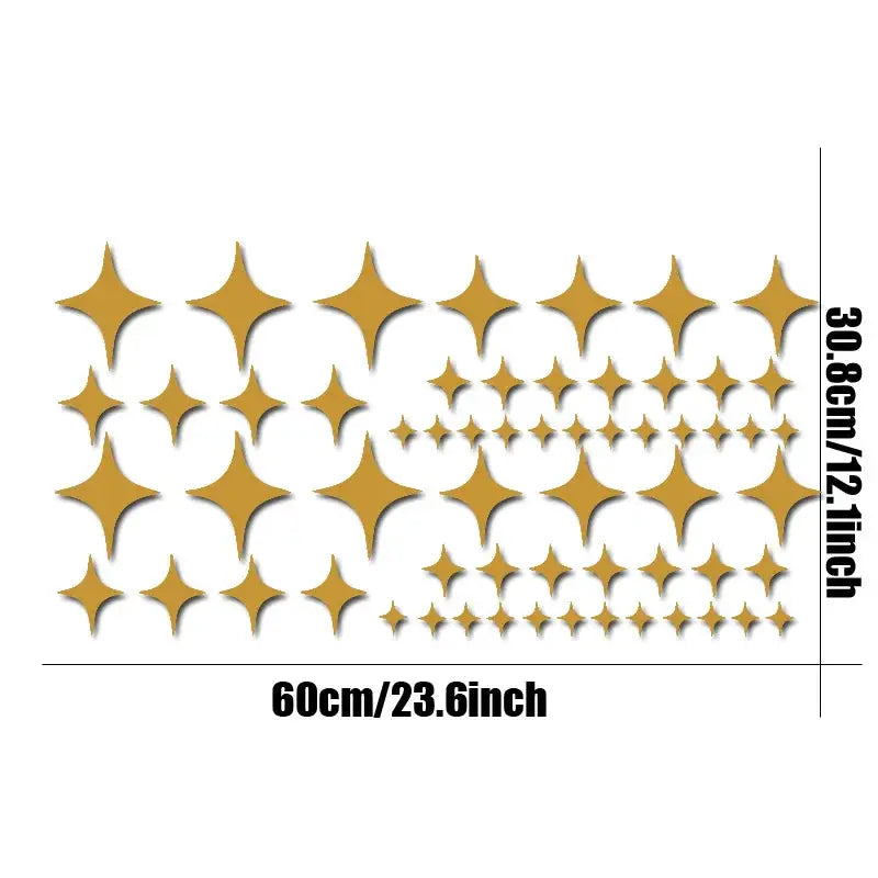 60pcs Large Car Sticker Full Of Stars, Star Set, Continuous Bead Star, Four Corner Star, Quadrilateral Star Vinyl Creative from PriceLows™