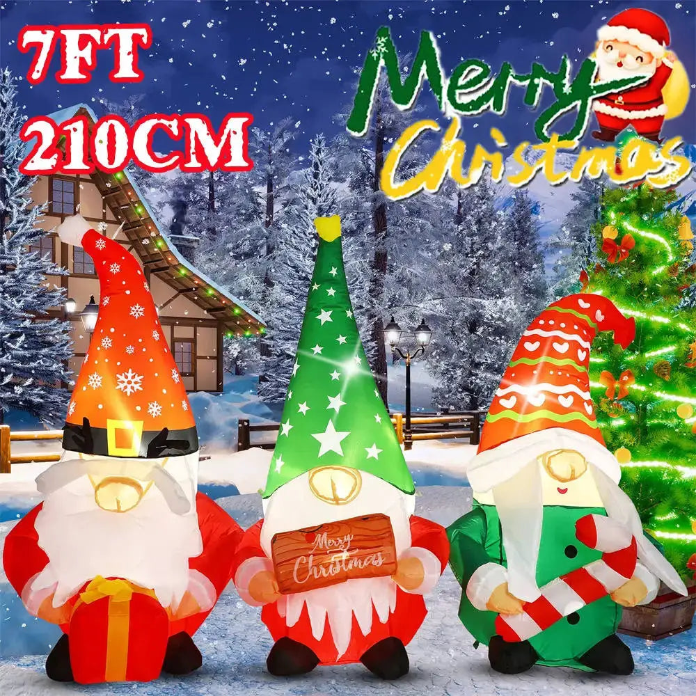 Christmas Inflatables | Built In Led Lights | Three Elf Design | 2.1M High