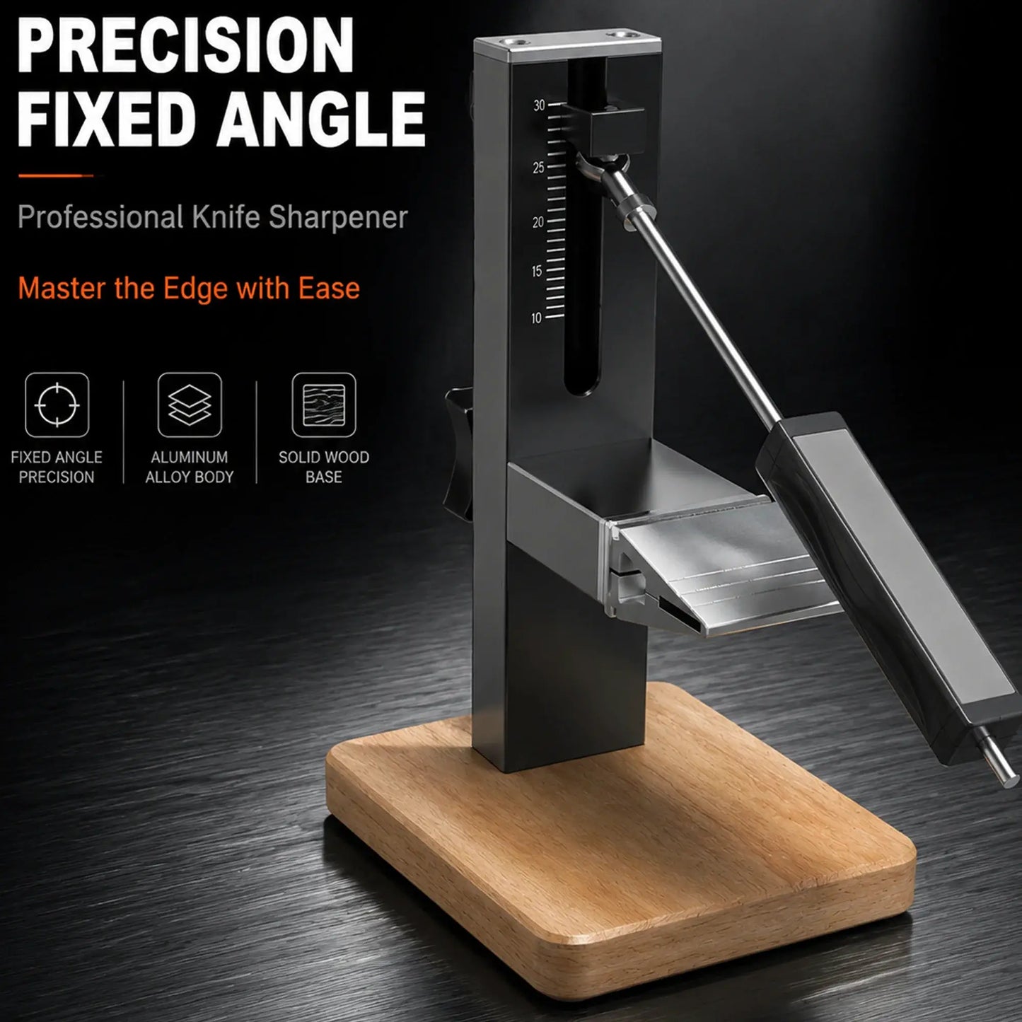 Knife Sharpener System | Adjustable | Solid Wood Base | Grits 360 1000