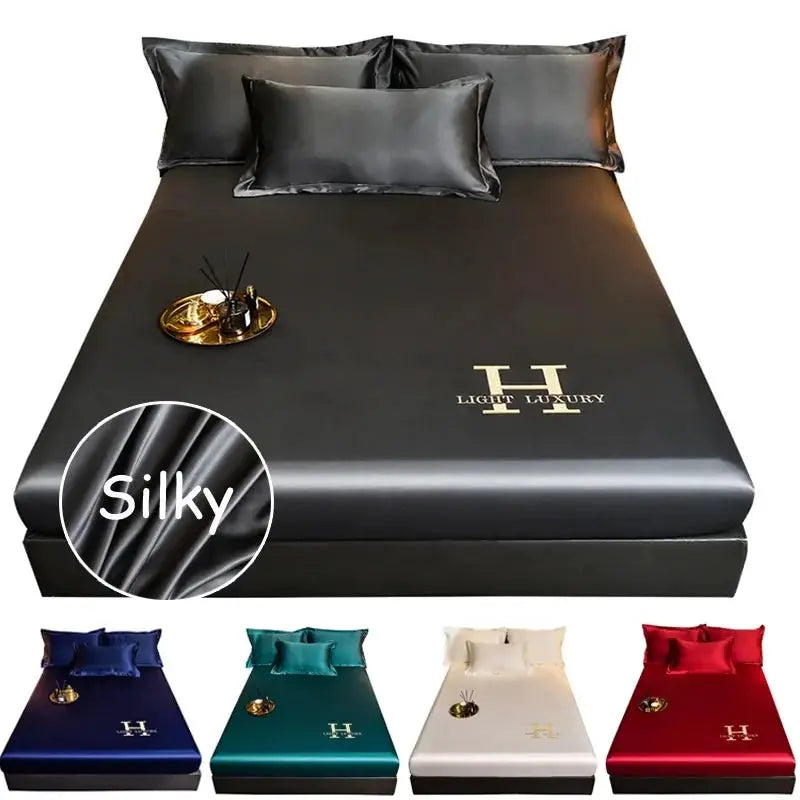 Satin Fitted Sheet | Non Slip | Deep Pocket | Queen Size