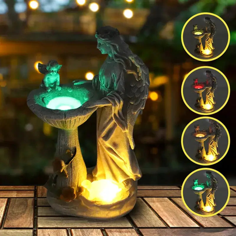 Outdoor Garden Solar Statue Light, Solar Angel Decor Statue, Garden resin angel fountain pool statue light, for Patio Home Decor from PriceLows™