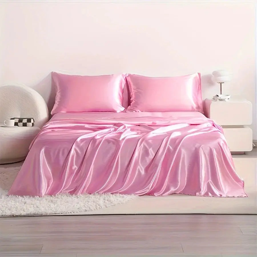 Cooling Satin Bed Sheet Set | 500 Thread Count | Hypoallergenic | 4 Piece Set