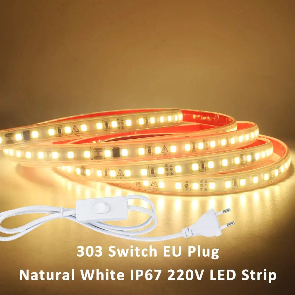 220V LED Strip Light SMD2835 120LEDs/m Waterproof Tape Lamp with EU Plug 1M 2M 3M 5M 10M 15M 20M Decor Lighting for the Yard from PriceLows™