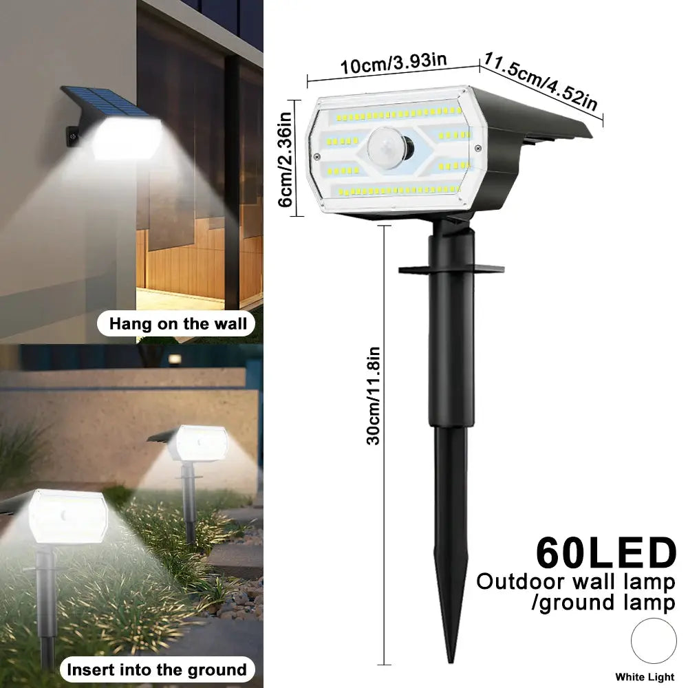 Solar Spot Lights Outdoor Motion Sensor 56/60LEDS Solar Landscape Spotlights 3 Modes Waterproof Wall Lamp Yard Driveway Walkway from PriceLows™