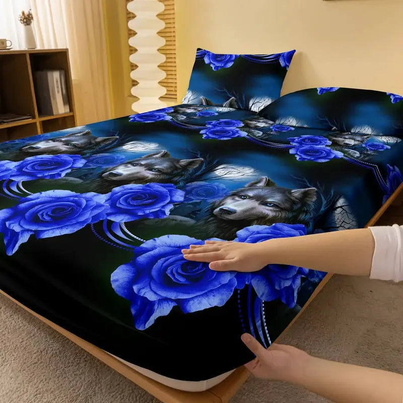 1 Simple modern Plant Flower animal printed matte Fitted Sheet, bedroom printed bed cover, bedding (excluding pillowcases) from PriceLows™