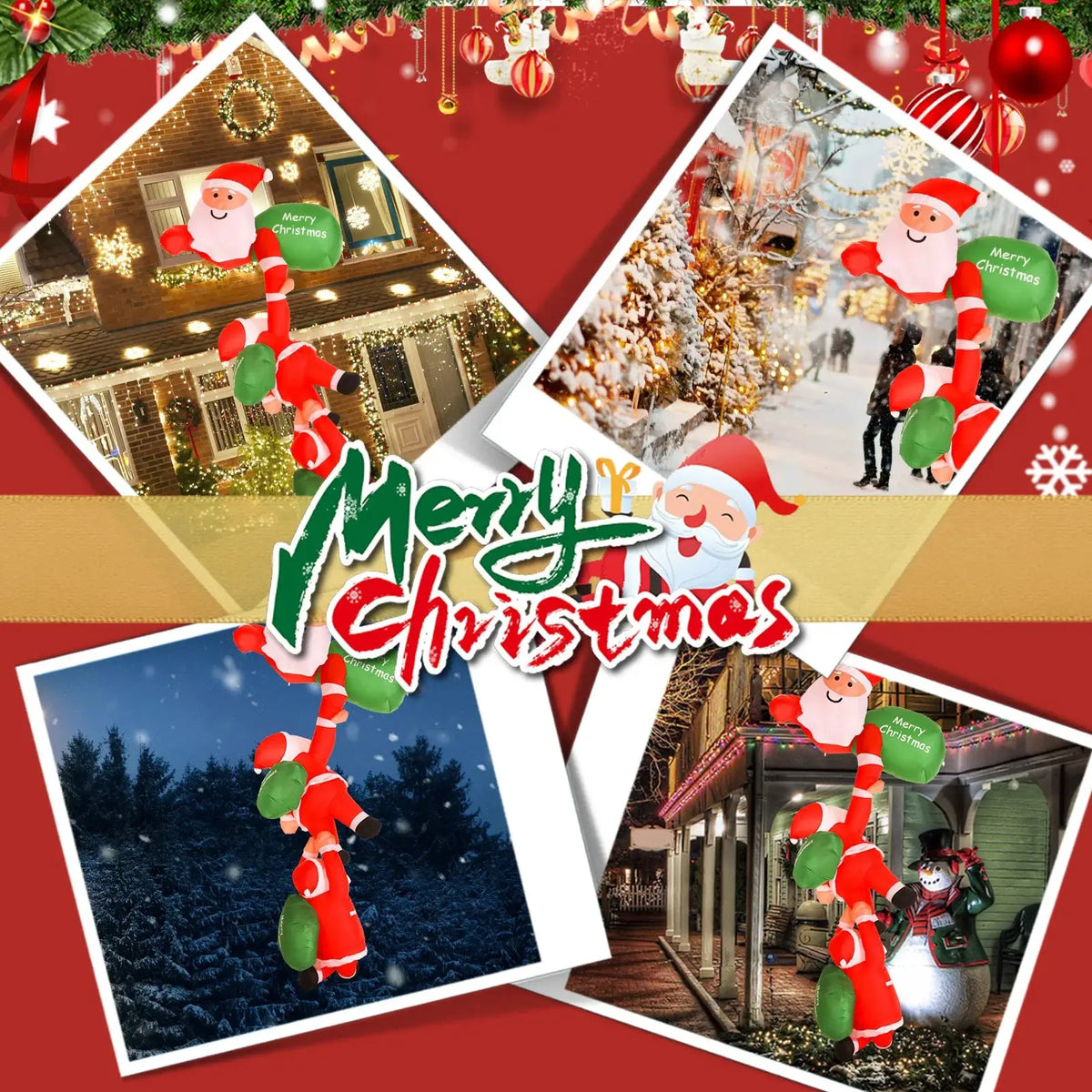 Inflatable Christmas Santa | 7.8 Ft Tall | 6 LED Lights | Waterproof