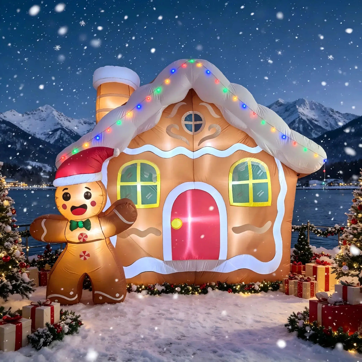 Inflatable Gingerbread House | 11.2 Ft | LED Lights | Holiday Garden Decor