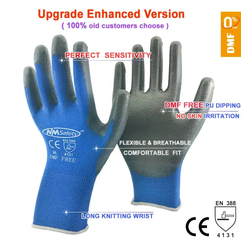 1 Pairs Work Gloves For PU Palm Coating Safety Protective Glove Nitrile Professional Safety Suppliers from PriceLows™