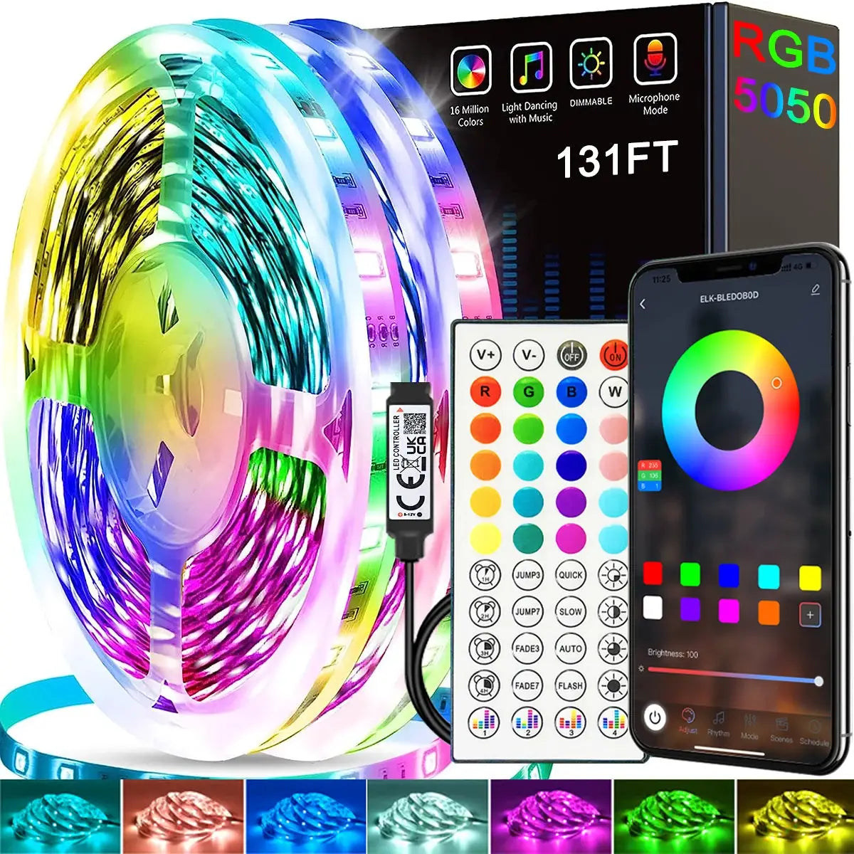 1-40m LED Strip Lights for Room Decoration, APP + 44-Key Remote Music Sync, 5V USB RGB Flexible Tape for TV Backlight from PriceLows™