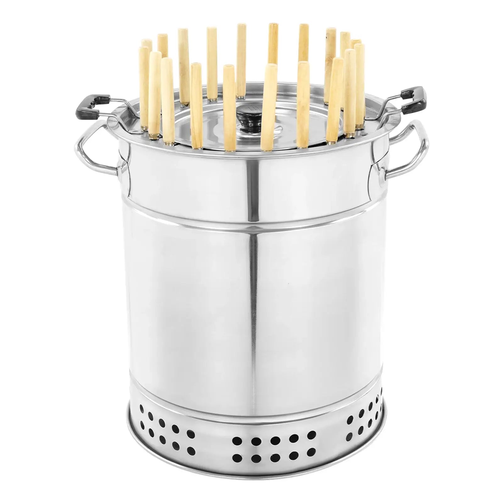 13*15in Silver Portable BBQ Charcoal Grill, Barbecue Grill, Stainless Steel Charcoal Grill with 20 Skewers for Picnics, Camping from PriceLows™