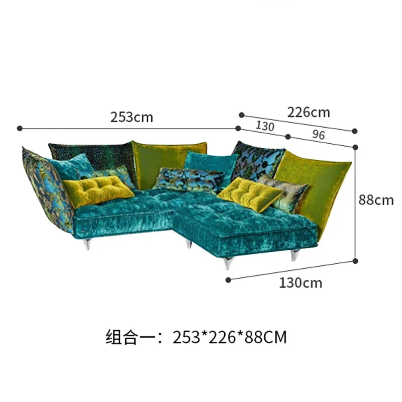 Sofa | Corner Sofa With Velvet Fabric | Modern Light Luxury | XS