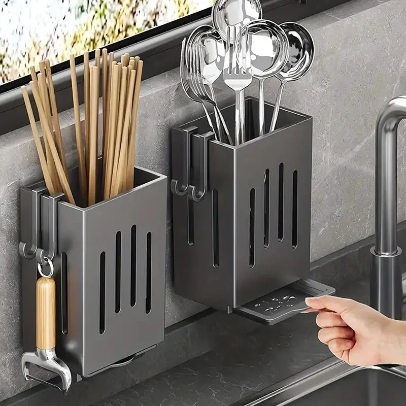 Wall-mounted Punch-free Chopstick Holder Kitchen Sink Tableware Drain Rack from PriceLows™