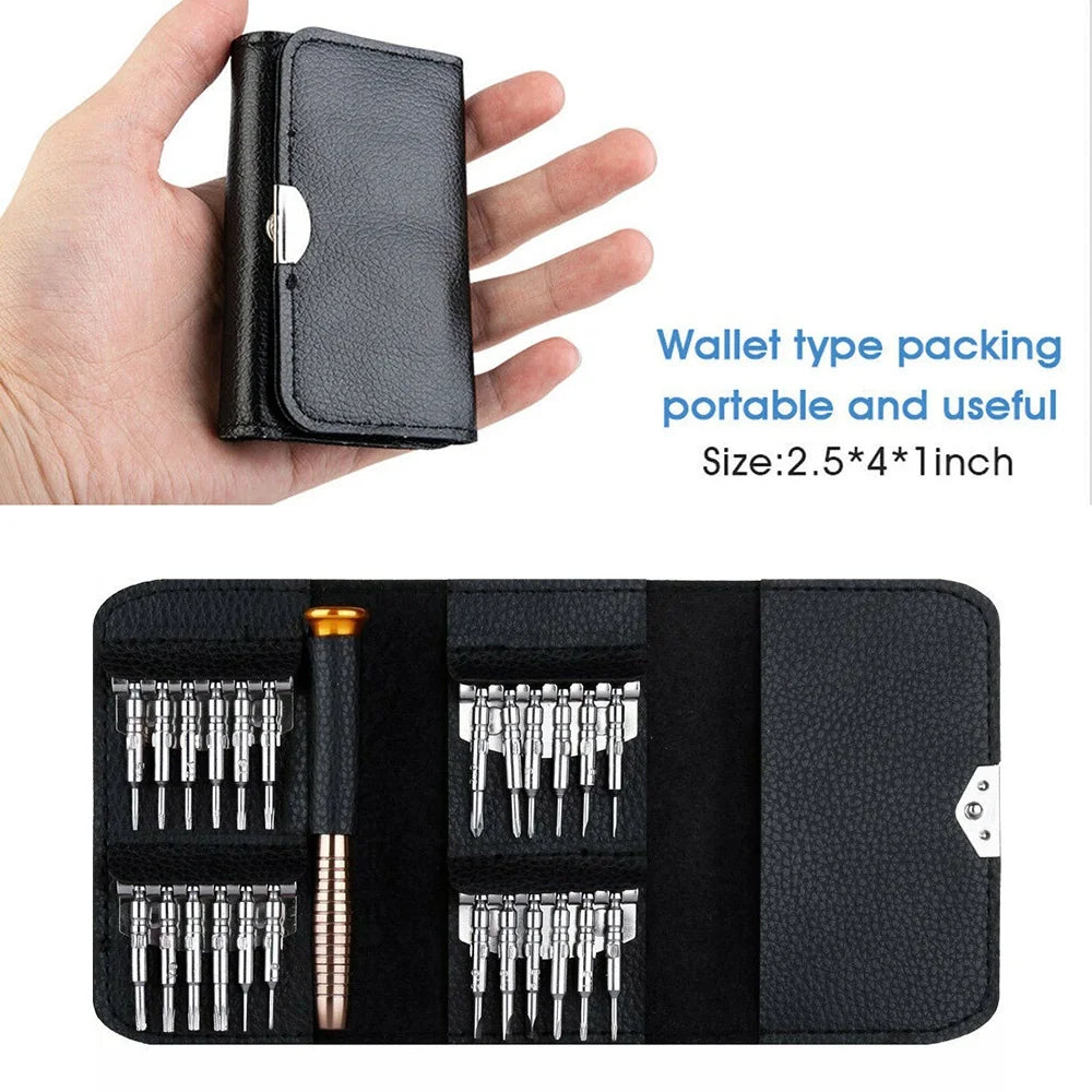Precision Screwdriver Set | 25 In 1 | Alloy Steel Bits | Compact Wallet Case