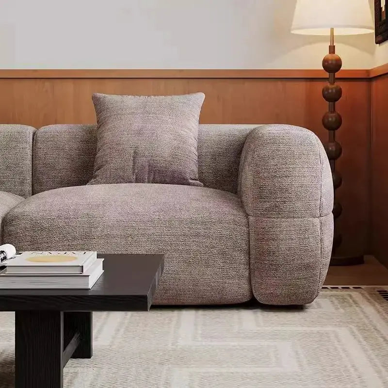 Mid-Century Sofa | White Fabric | Retro Cream Style | Small Living Room from PriceLows™