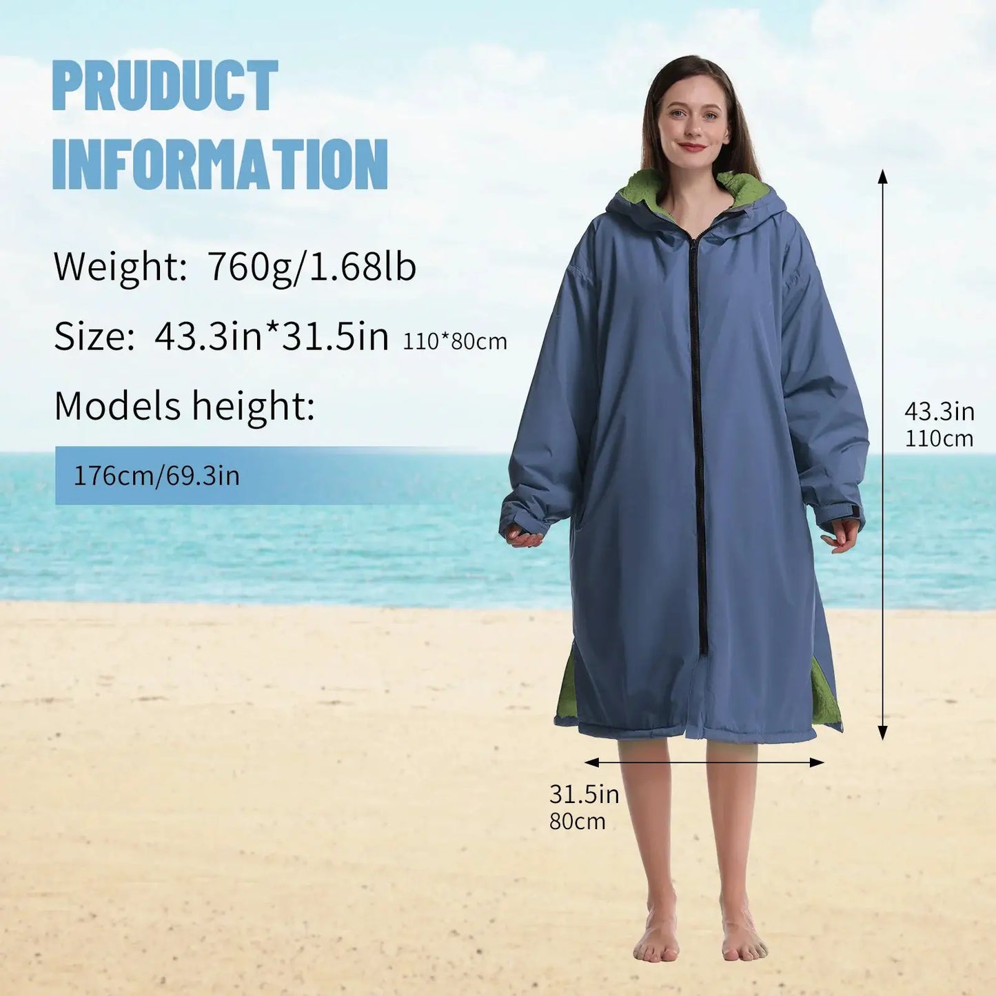 Quick Dry Changing Robe | Waterproof Soft Polyester | Navy Blue Red