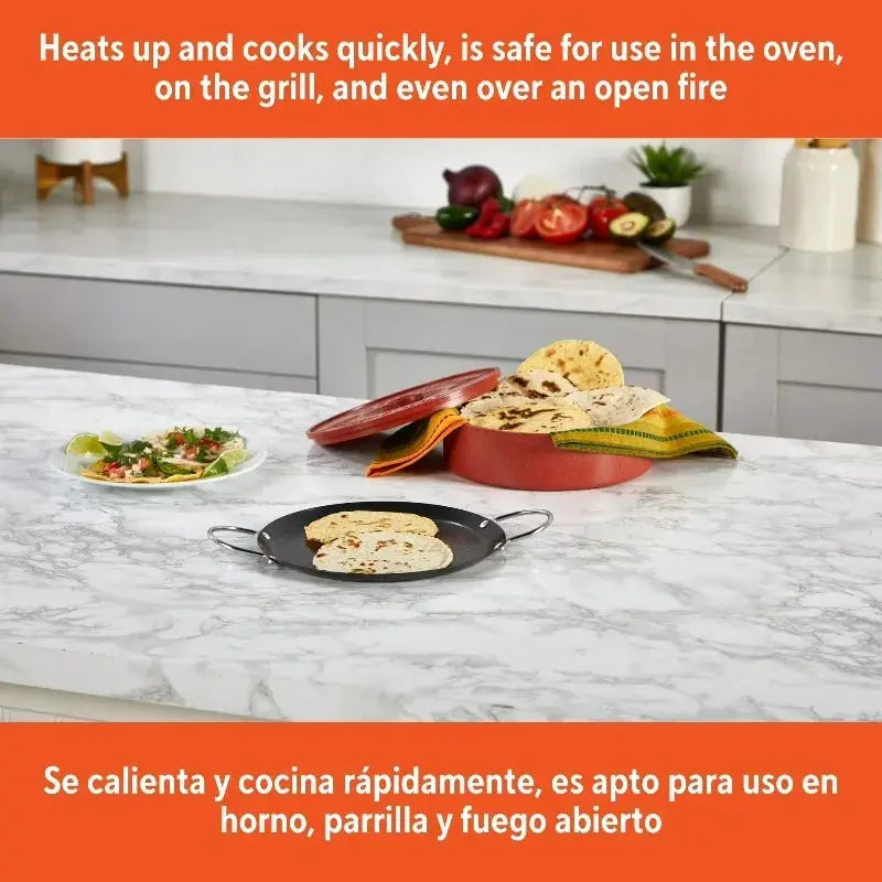 Comal | Carbon Steel | Nonstick | 9 Inch With Metal Handles