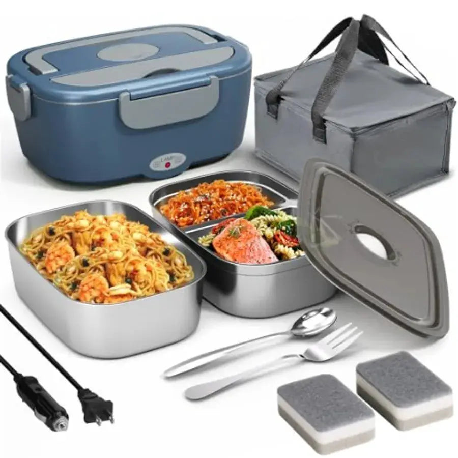 Portable Electric Heated Lunch Warmer Box for Work Stainless Steel Bento Box Adult Plug In Food Heater for Car 12V 24V 110V Sel from PriceLows™