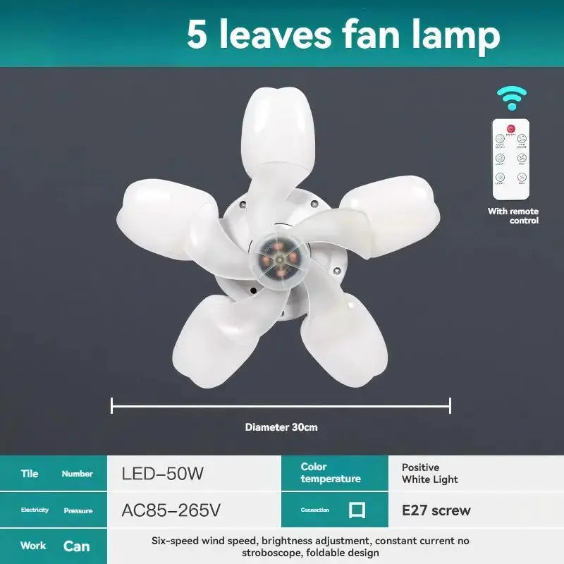 Ceiling Fan Light | E27 Socket | Remote Dimmable LED | Bedroom Dormitory