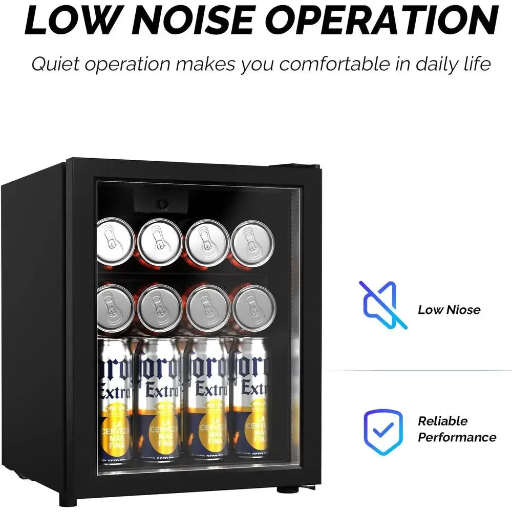 Compact 28-Can Beverage Refrigerator with Glass Door, Adjustable Shelves, Ideal for Bedrooms, Bars, Offices, 43-64°F Temperature from PriceLows™
