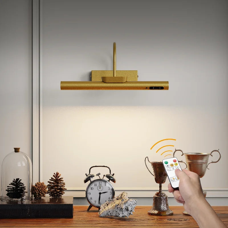 LED Picture Light | 4000mAh Rechargeable | 3 Color Dimming | Gold Finish