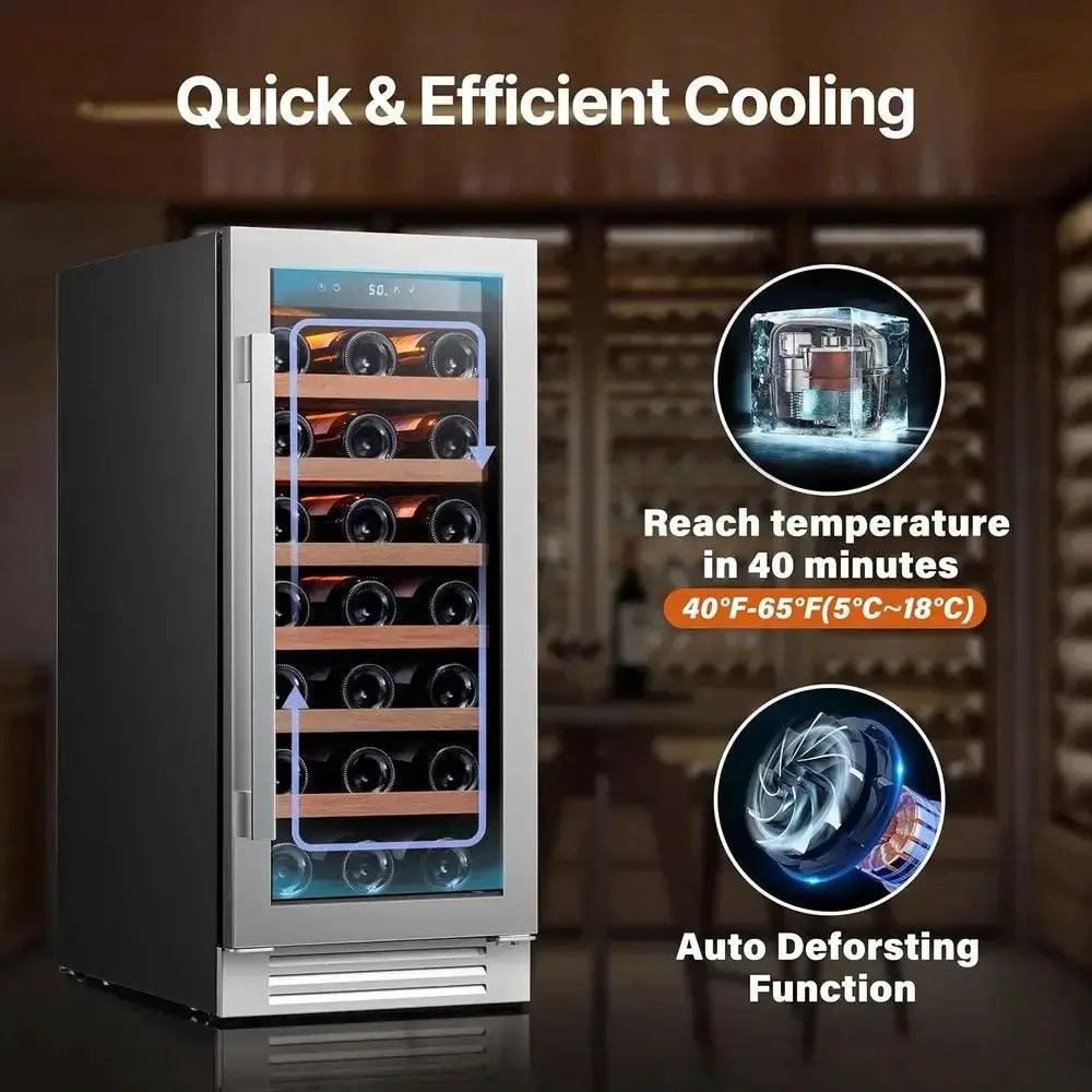15 Dual-Zone 33-Bottle Wine Cooler with Glass Door, LED Lighting, Freestanding for Home/Bar/Kitchen (3.0 cu.ft) from PriceLows™