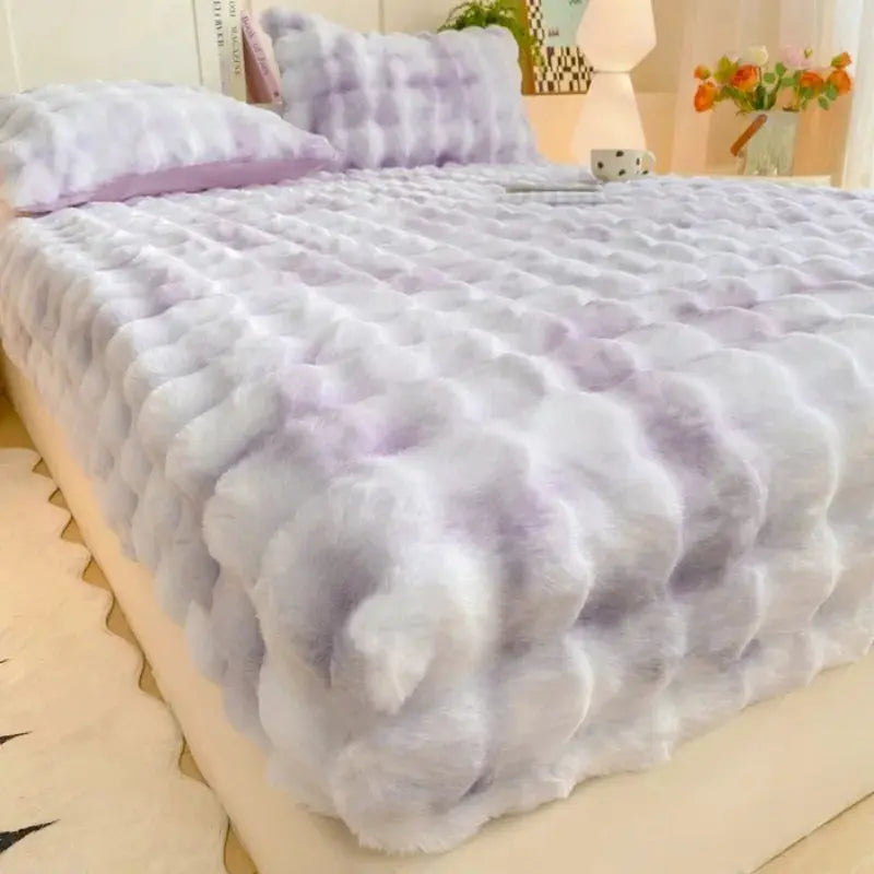 Fitted Bed Sheet | Plush Winter Warm | Solid Color | Full To King