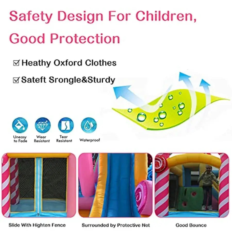 Inflatable Bounce House with Blower Water Slide Bouncy Castle Jumping Playhouse Sprinker Water Cannon Climbing Wall Splash Pool from PriceLows™