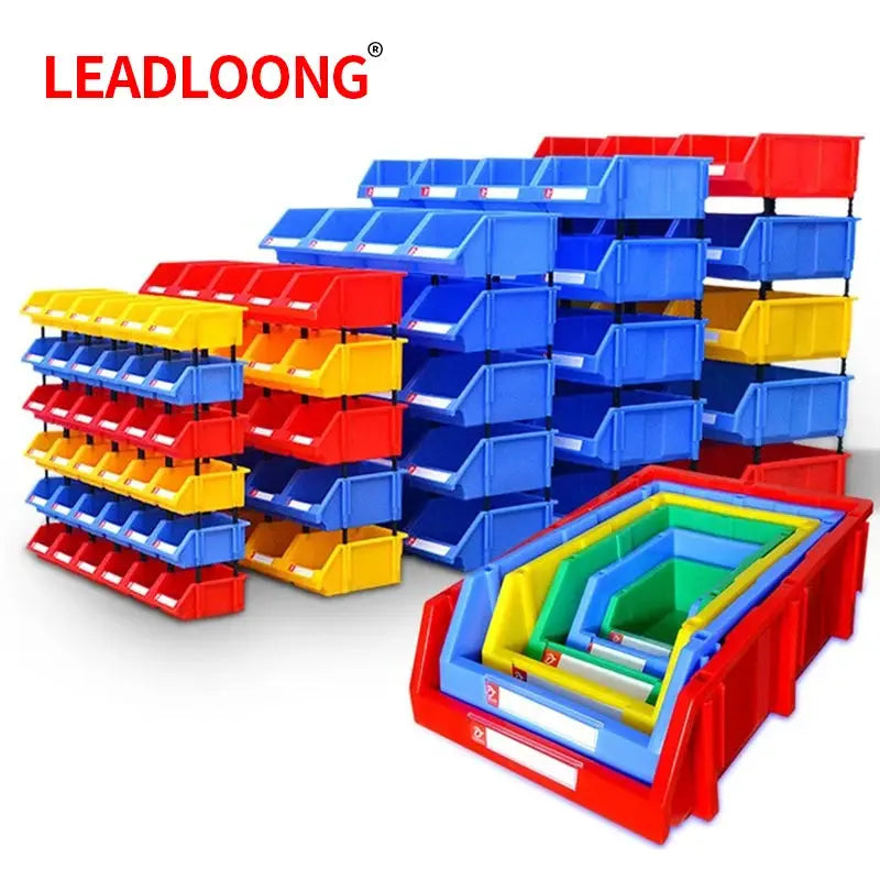 LEADLOONG X1 12pcs 180*120*80mm/7.09*4.72*3.15inch Plastic Stackable Storage Bins Small Tool Component Box for Garage from PriceLows™