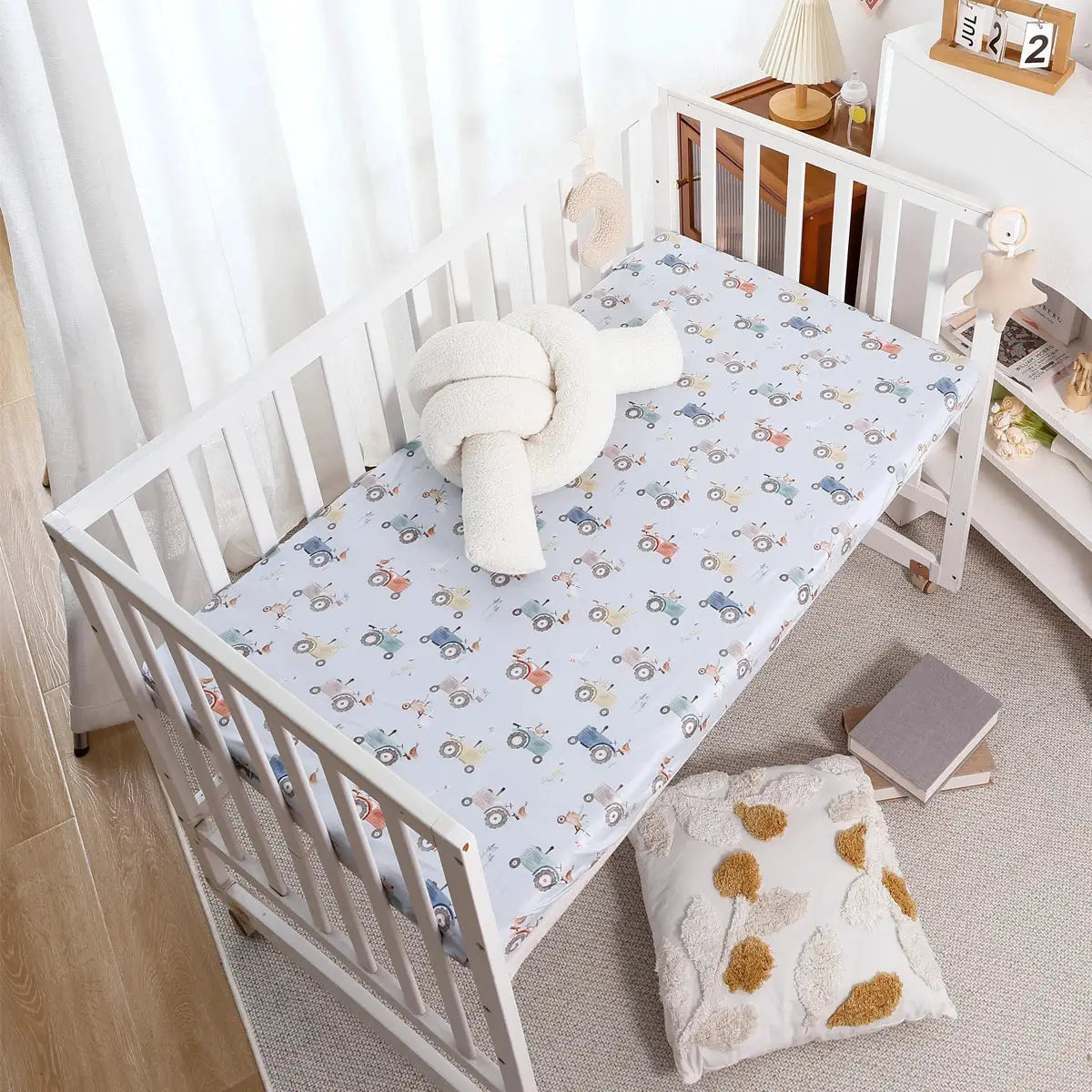 Elinfant 100% Polyester Crib Fitted Sheet, Luxurious Mattress Cover for Home & Travel,Nursery Bedding Set ,Crib Essentials from PriceLows™