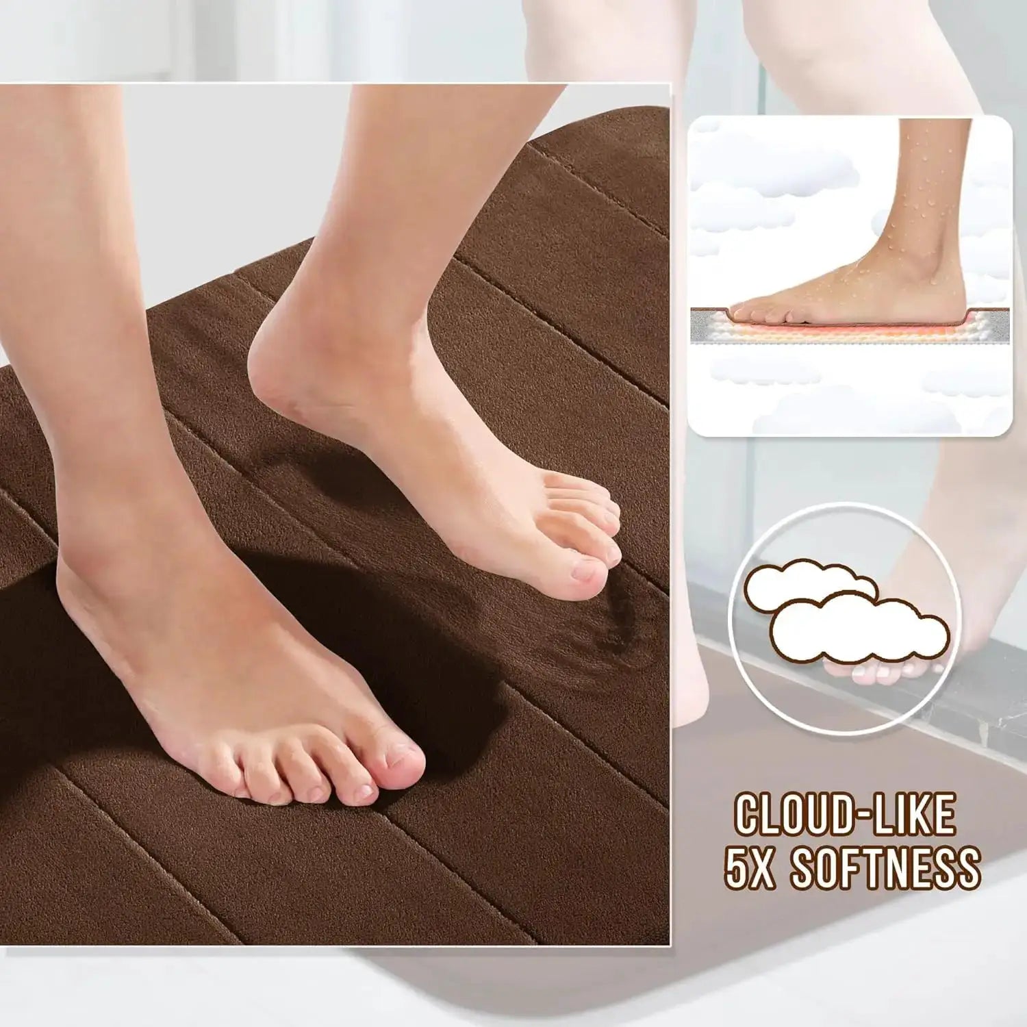 Memory Foam Bath Mat Set 3 Pieces- Super Soft Absorbent Quick Dry Bathroom Rug Sets, Machine Washable Non Slip Floor Ca from PriceLows™