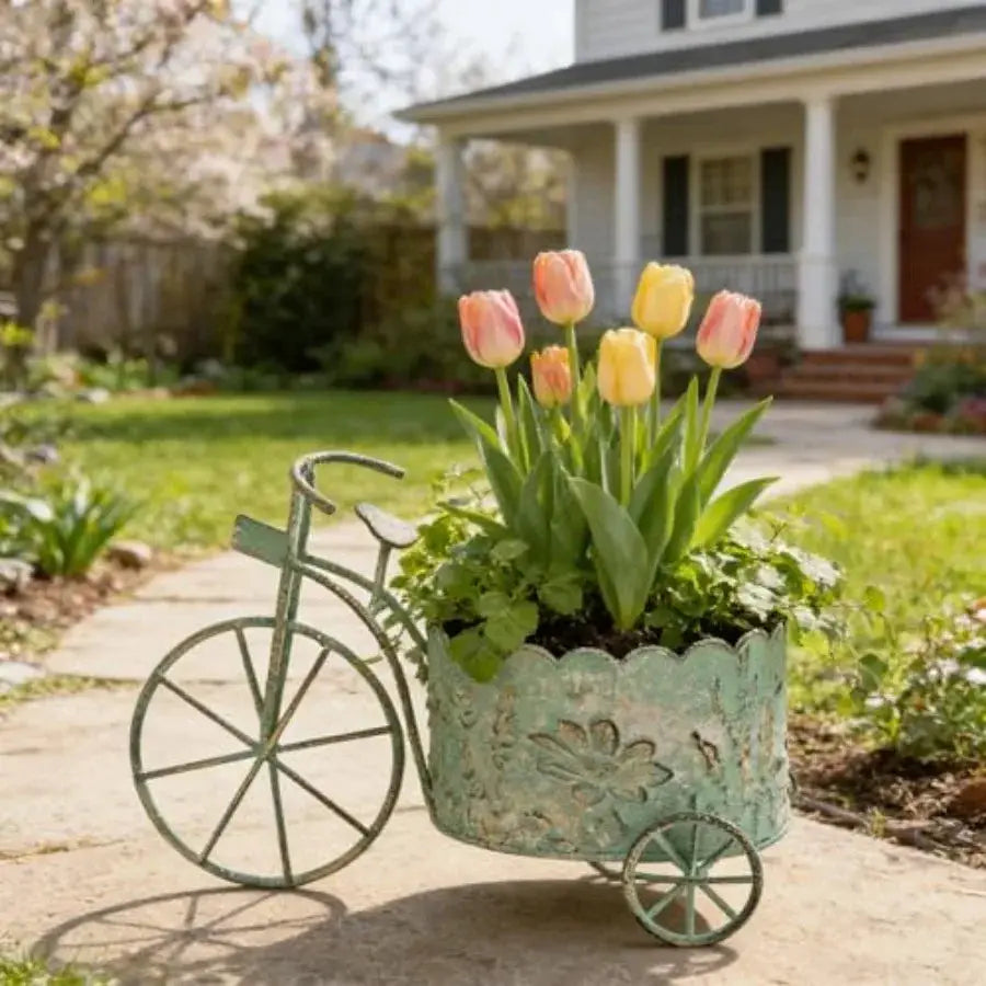 Vintage Metal Bicycle Planter Rustic Distressed Iron Flower Pot Plant Stand for Succulent Cactus Bonsai Herbs Flower Pot Indoor from PriceLows™