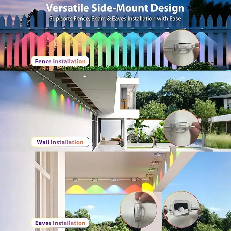 Permanent Outdoor Lights RGB Eaves Lights with Remote APP Control Outdoor Waterproof String Lights for Daily Holiday Roof Decor from PriceLows™