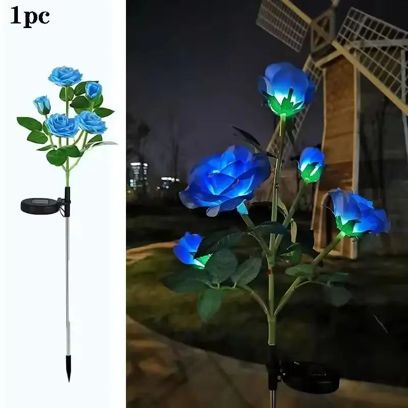 1PC Solar 5-Head Rose Flower LED Light,Outdoor Plug-in Decoration Lights,Landscape Lightting For Garden Lawn Yard Path Graveyard from PriceLows™