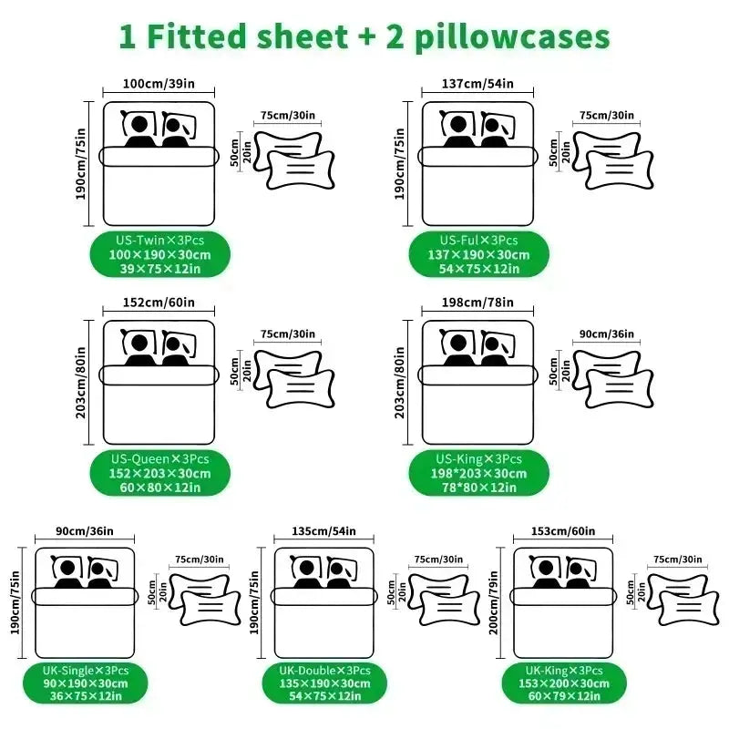 3Pcs Hatsune Miku Chibi Style Fitted Sheet Set Cute Anime Bed Cover with Pillowcases Deep Pocket Teen Room Fans Room Decor Gift from PriceLows™