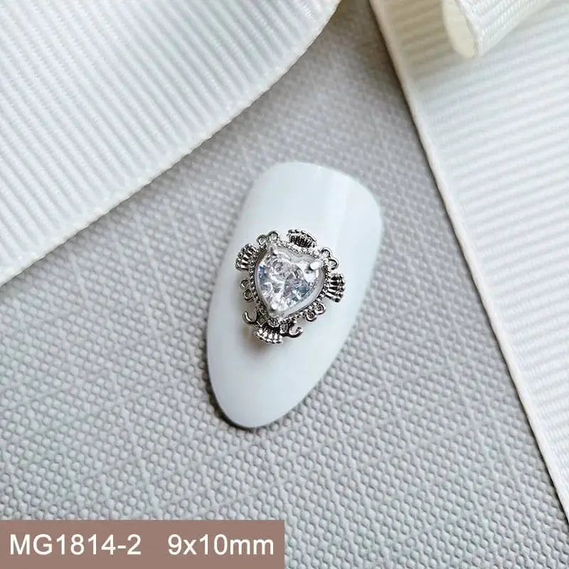10pcs/lot Luxury Flower Love Heart Zircon Metal Nails Jewelry Material Decorations Nail Art Accessories Charms Parts Supplies from PriceLows™