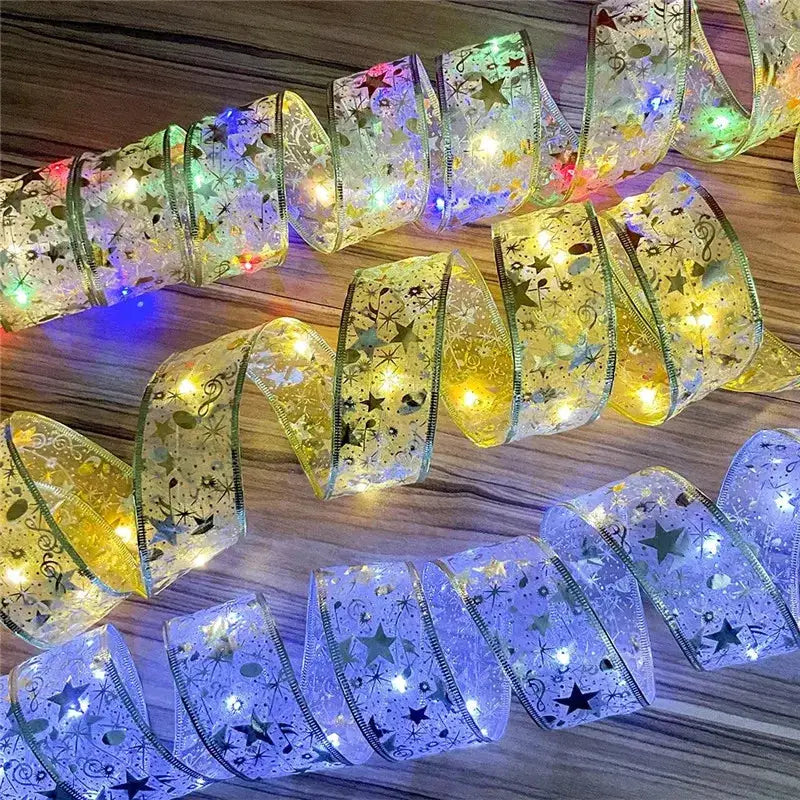 Indoor String Lights Battery Operated Christmas Ribbon with Lights Christmas Tree Accessories Decoration for Christmas New Year from PriceLows™