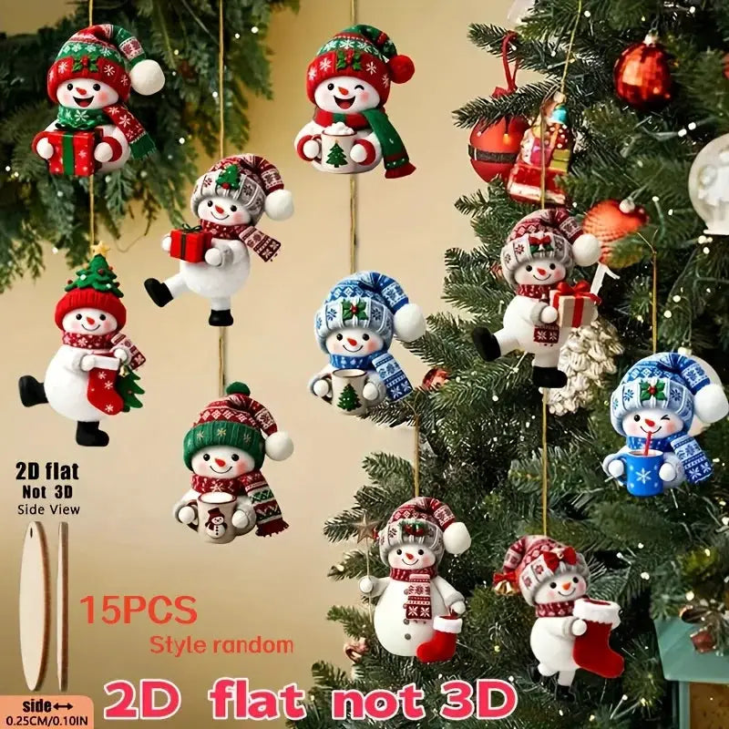 Christmas Snowman Ornaments | 15 Piece Set | Handmade Hanging Decoration