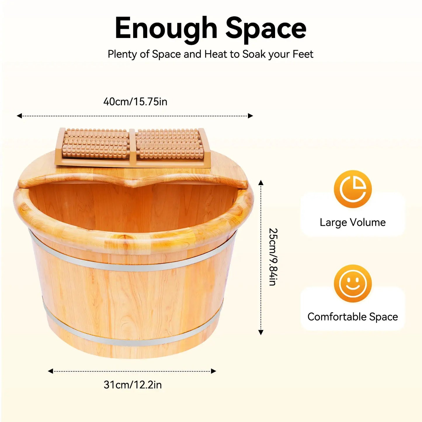 Free Standing Cedar Wood Foot Bath Massager | 12.2 Inch Diameter