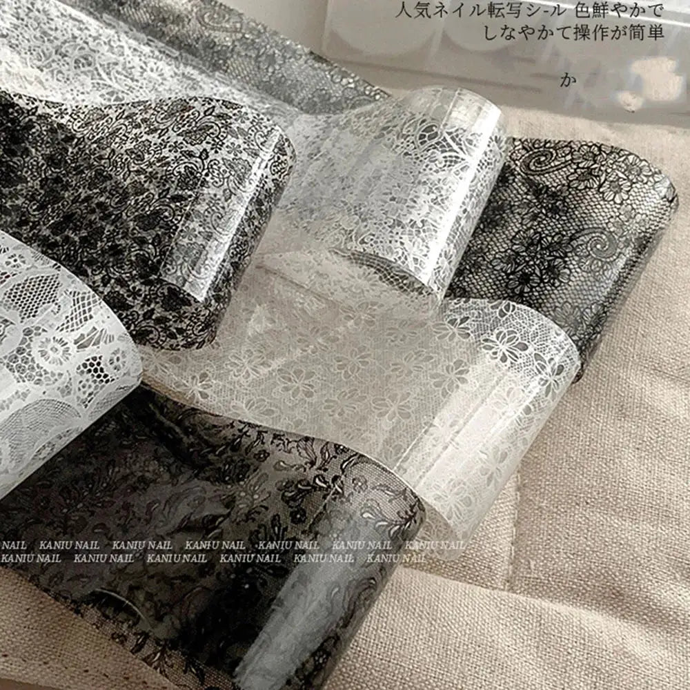 10 Rolls 4x50CM Black White Lace Transfer Nail Sticker Sexy Flower Lace Nail Art Transfer Foils Paper for DIY Manicure Decals*@# from PriceLows™