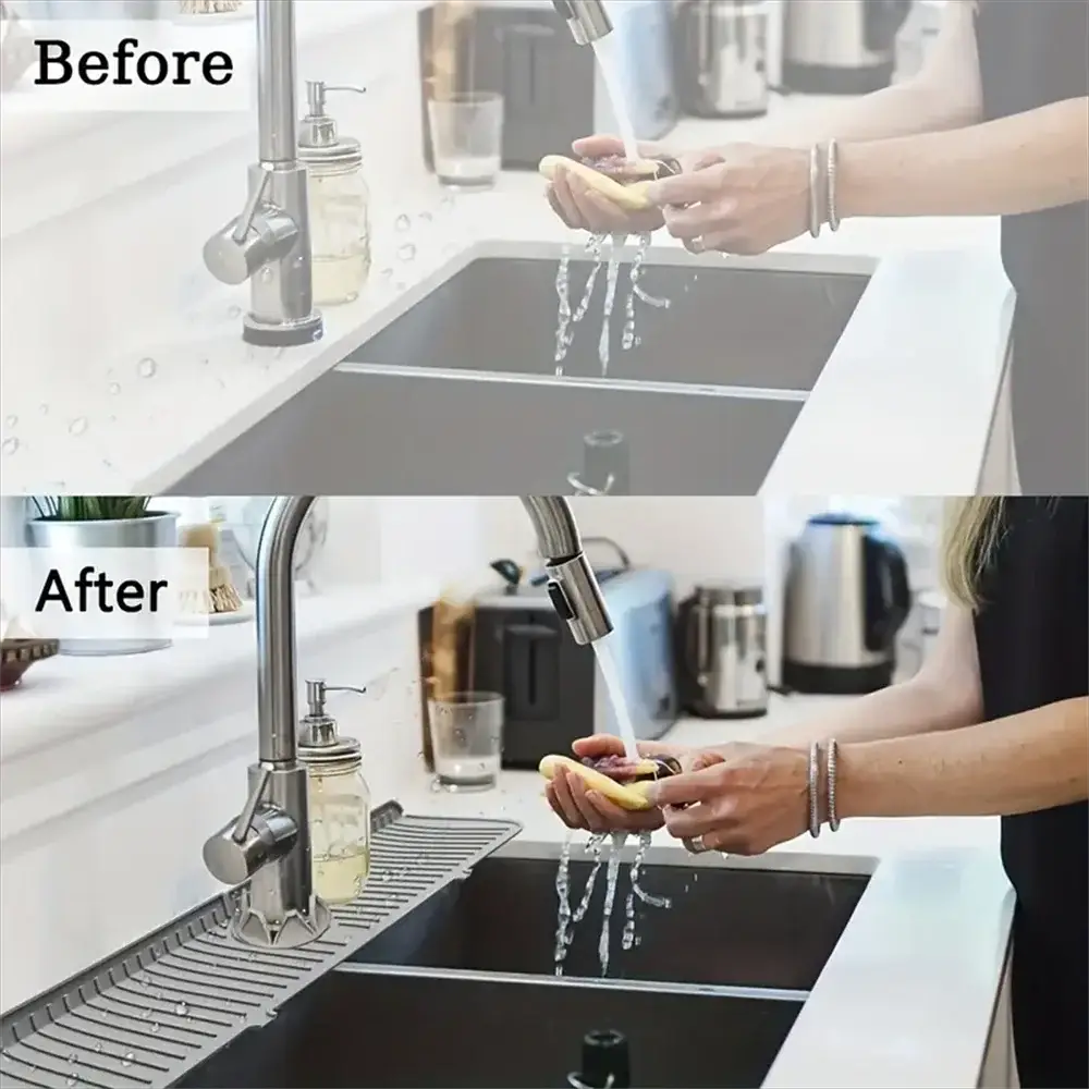 Silicone Drain Mat | Sink Splash Pad Behind Faucet | Countertop Shield