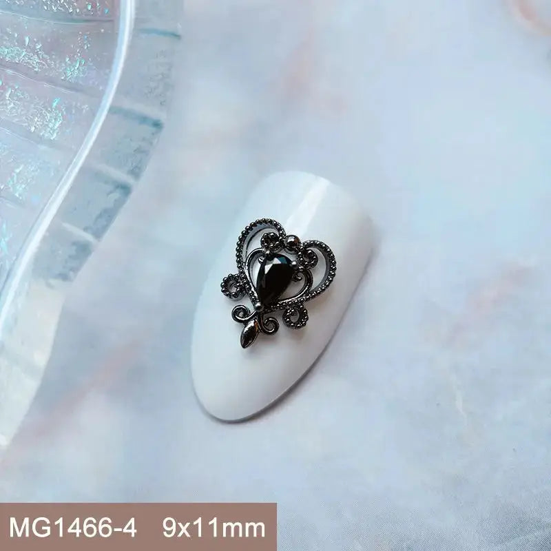 10pcs/lot Luxury Halloween Black Cross Heart Zircon Metal Nails Jewelry Decorations Nail Art Accessories Charms Parts Supplies from PriceLows™