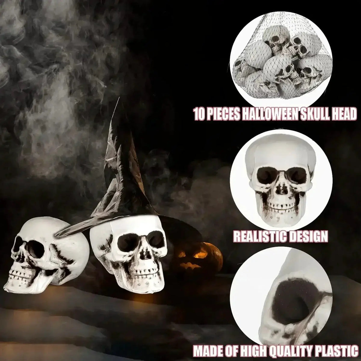 Mini Plastic Halloween Skulls | Rigid Build | Compact Shape | 2 Scale Options