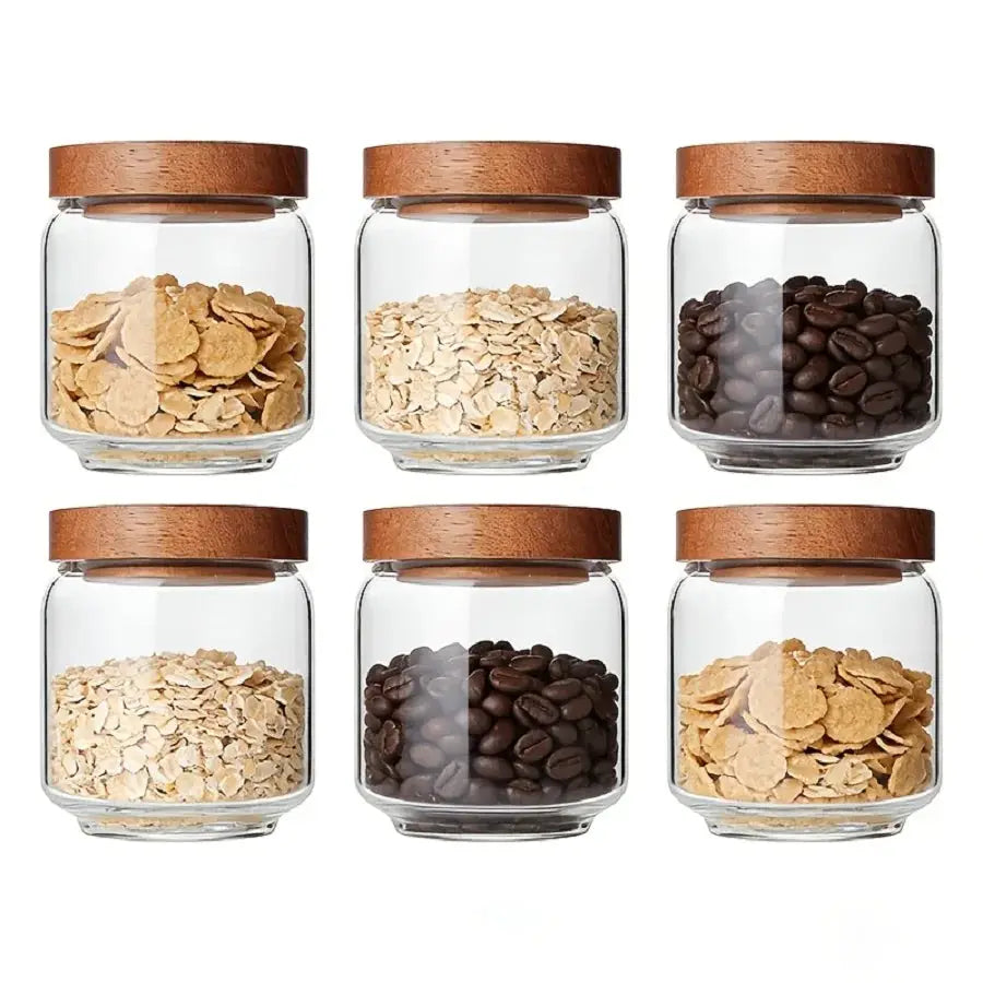 4/6/8 Pack Glass Containers Canister Set,15.2 oz Food Storage Spice Jars with Airtight Lids,Clear Kitchen Containers for Coffee from PriceLows™