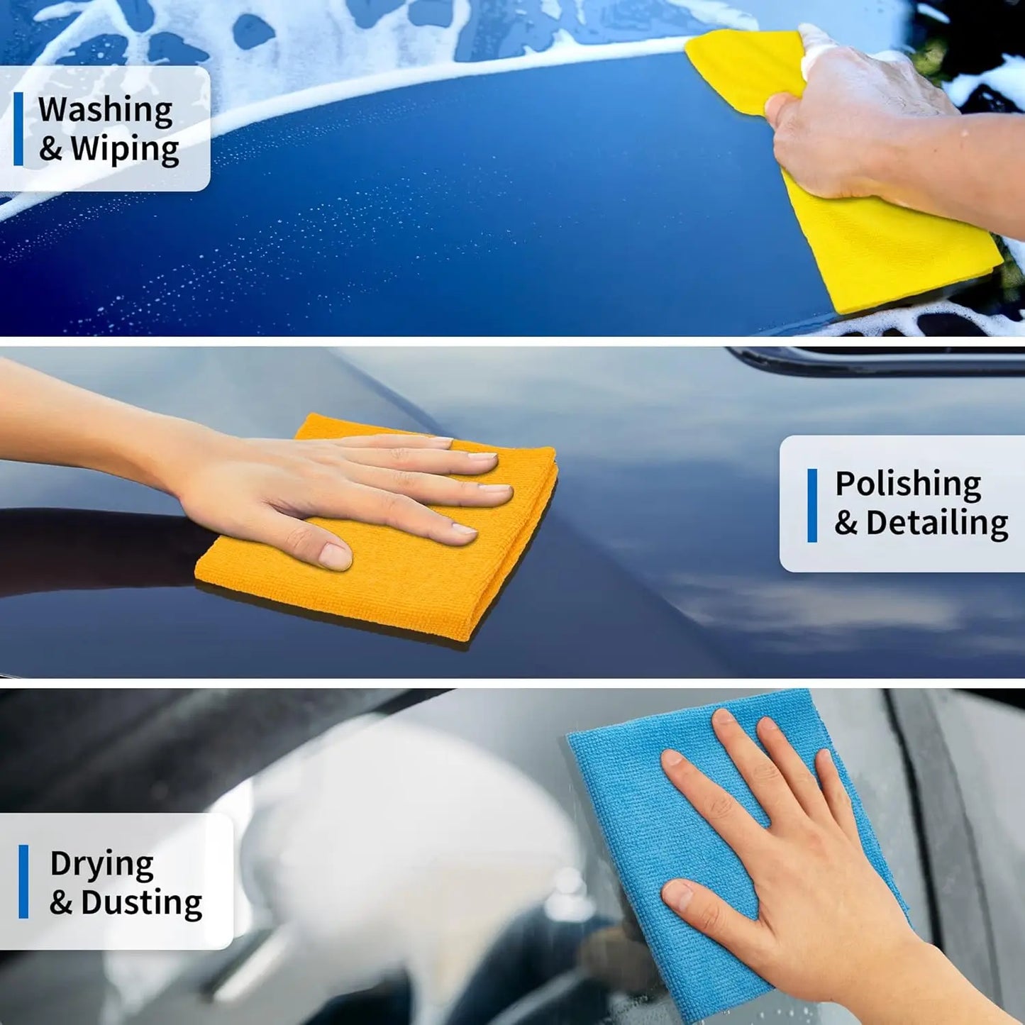 Microfiber Cleaning Cloths | 11.5x11.5 In | 100 Pack | Cars Home Kitchen Garage