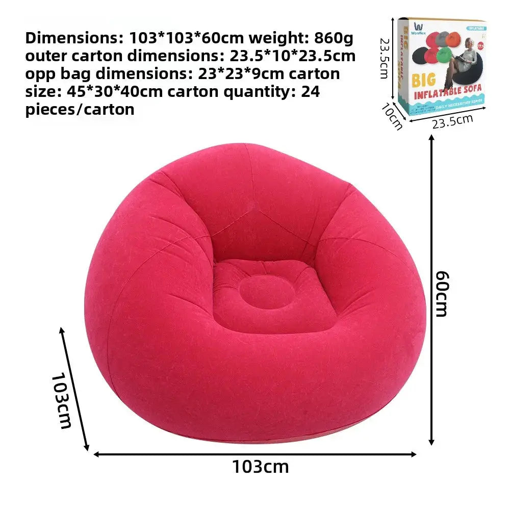 Single Flocked Inflatable Lazy Sofa, Foldable Bean Bag Ball Shaped Inflatable Chair for Indoor Outdoor Leisure Use from PriceLows™